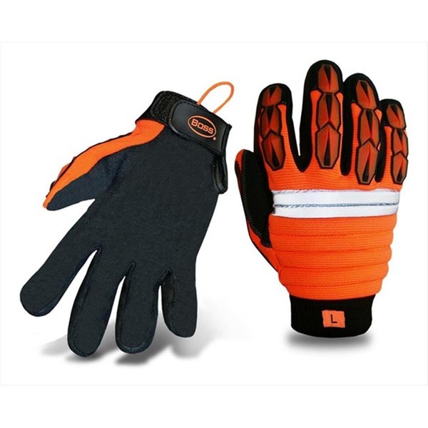 Boss Boss 1JM400L Large Mechanics Style Miner Gloves in High Visibility - Pack of 6 1JM400L